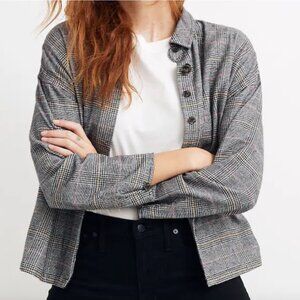 NWOT MADEWELL Womens' Black/White Ronan Plaid Flannel Bromley Shirt Jacket Sz XS